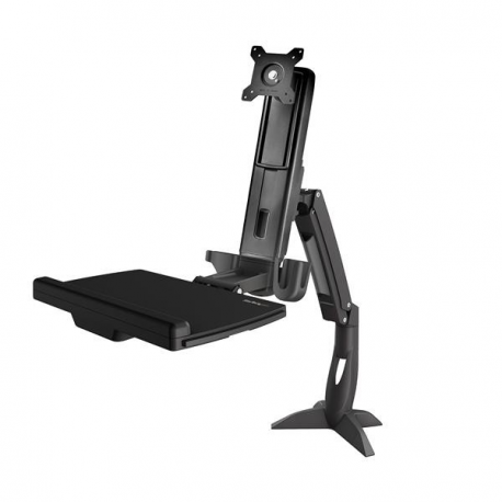 StarTech.com Sit Stand Monitor Arm, Desk Mount Adjustable Sit-Stand Workstation Arm for Single 34" VESA Mount Display, Ergonomic Articulating Standing Desk Converter with Keyboard Tray - Stand Up Office Desk (ARMSTSCP1) - Mounting kit (base plate, column, grommet plate, keyboard tray, washers, monitor arm, clamp bracket, base, base pad) - for monitor  /  keyboard - screen size: up to 24" - desktop - 0