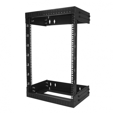 StarTech.com 15U 19" Wall Mount Network Rack, Adjustable Depth 12-20" 2 Post Open Frame Server Room Rack for AV / Data /  IT Communication / Computer Equipment / Switch with Cage Nuts & Screws - 15U Adjustable Rack (RK15WALLOA) - Rack - wall mountable - black - 15U - 19" - 3