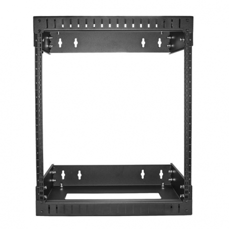 StarTech.com 12U 19" Wall Mount Network Rack, Adjustable Depth 12-20" 2 Post Open Frame Server Room Rack for AV / Data /  IT Communication / Computer Equipment / Switch with Cage Nuts & Screws - 12U Adjustable Rack (RK12WALLOA) - Rack - wall mountable - black - 12U - 20" - 0