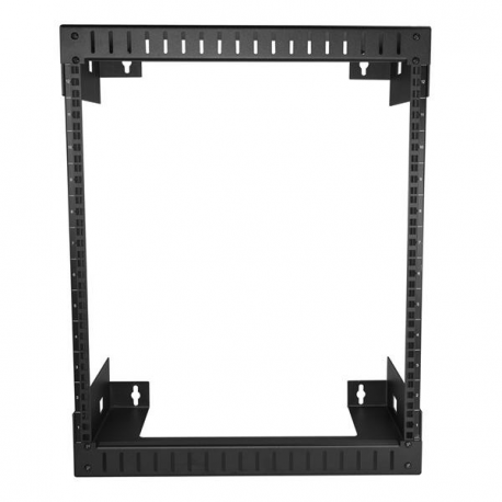 StarTech.com 12U 19" Wall Mount Network Rack - 12" Deep 2 Post Open Frame Server Room Rack for Data / AV / IT / Computer Equipment / Patch Panel with Cage Nuts & Screws 200lb Capacity, Black (RK12WALLO) - Rack - wall mountable - black - 12U - 12" - 1