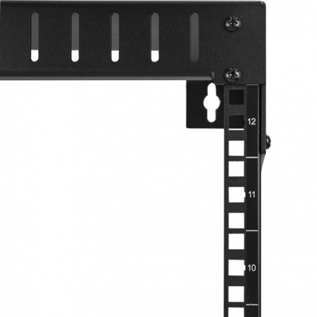 StarTech.com 12U 19" Wall Mount Network Rack - 12" Deep 2 Post Open Frame Server Room Rack for Data / AV / IT / Computer Equipment / Patch Panel with Cage Nuts & Screws 200lb Capacity, Black (RK12WALLO) - Rack - wall mountable - black - 12U - 12" - 2