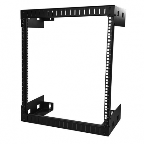 StarTech.com 12U 19" Wall Mount Network Rack - 12" Deep 2 Post Open Frame Server Room Rack for Data / AV / IT / Computer Equipment / Patch Panel with Cage Nuts & Screws 200lb Capacity, Black (RK12WALLO) - Rack - wall mountable - black - 12U - 12" - 4
