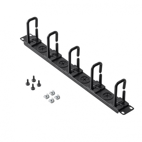 StarTech.com 1U 19" Cable Management Organizer, D Ring Hook Network / Server Rack Cord Manager, Data Center Horizontal Wire Panel with Passthrough Holes with Mounting Hardware, EIA / ECA-310-E - 1U Ring Hook Organizer (CABLMANAGERH) - Rack cable management kit - 1U - 19" - 1