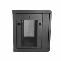 StarTech.com 2 Post 9U 19" Wall Mount Network Cabinet, Adjustable Depth 6-15" Locking IT Switch Depth Enclosure, Vented Computer / Electronics Equipment Data Rack w /  Shelf + Hook & Loop Tape - 19 Inch Wall Cabinet (RK9WALM) - Rack enclosure cabinet - wall mountable - black - 9U