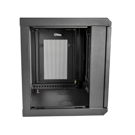 StarTech.com 2 Post 9U 19" Wall Mount Network Cabinet, Adjustable Depth 6-15" Locking IT Switch Depth Enclosure, Vented Computer / Electronics Equipment Data Rack w /  Shelf + Hook & Loop Tape - 19 Inch Wall Cabinet (RK9WALM) - Rack enclosure cabinet - wall mountable - black - 9U - 2