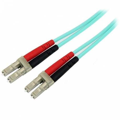 StarTech.com Aqua OM4 Duplex Multimode Fiber - 3m /  9 ft - 100 Gb - 50 / 125 - OM4 Fiber - LC to LC Fiber Patch Cable (450FBLCLC3) - Network cable - LC multi-mode (M) to LC multi-mode (M) - 3 m - fibre optic - duplex - 50  /  125 micron - OM4 - aqua - 2