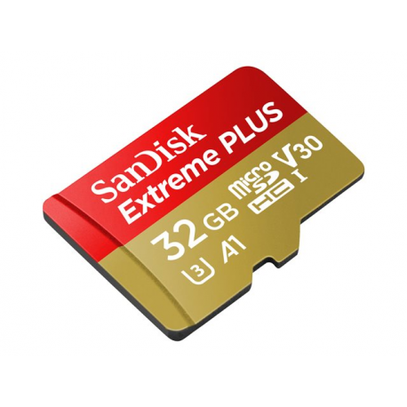 SanDisk Extreme PLUS - Flash memory card (microSDHC to SD adapter included) - 32 GB - A1  /  Video Class V30  /  UHS-I U3 - microSDHC UHS-I - 1