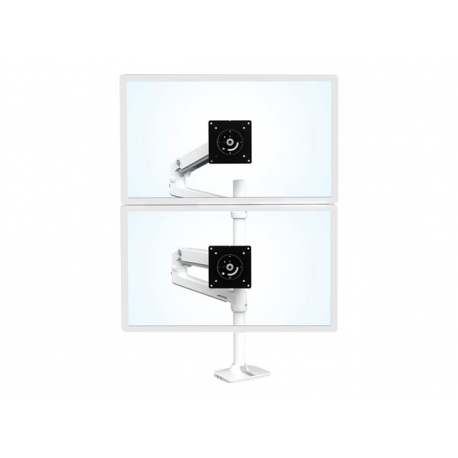 Ergotron LX - Mounting kit (tall pole, dual stacking arm) - for 2 LCD displays - aluminium - white - screen size: up to 40" - desk-mountable - 2
