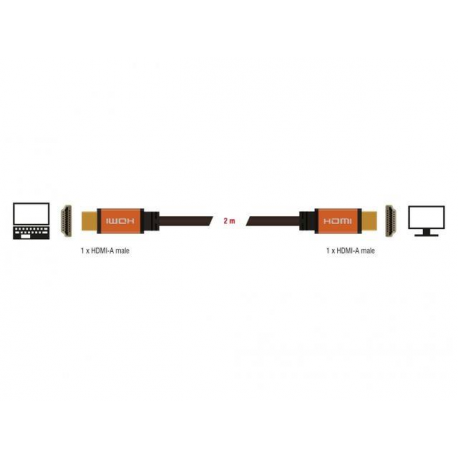 Delock - HDMI cable - HDMI male to HDMI male - 2 m - triple shielded - black, gold - 8K support - 0