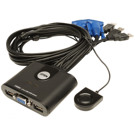 Aten 2-Port USB VGA Cable KVM Switch with Remote Port Selector