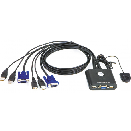 Aten 2-Port USB VGA Cable KVM Switch with Remote Port Selector