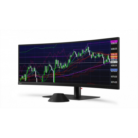 Lenovo ThinkVision P44w-10 - LED monitor - curved - 44" (43.4" viewable) - 3840 x 1200 @ 144 Hz - VA - 450 cd / m² - 3000:1 - DisplayHDR 400 - 4 ms - 2xHDMI, DisplayPort, 2xUSB-C - speakers - raven black - 11