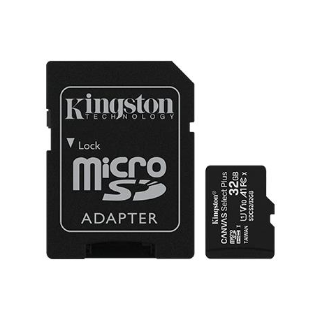 Kingston Canvas Select Plus - Flash memory card (microSDHC to SD adapter included) - 32 GB - A1  /  Video Class V10  /  UHS Class 1  /  Class10 - microSDHC UHS-I - 0