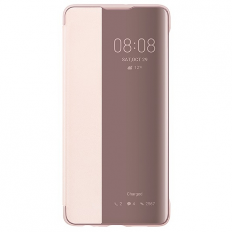 Huawei Smart View - Flip cover for mobile phone - faux leather - pink - for Huawei P30 - 2