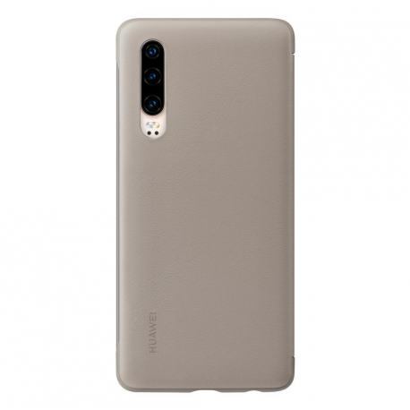 Huawei Smart View - Flip cover for mobile phone - faux leather - khaki - for Huawei P30 - 2