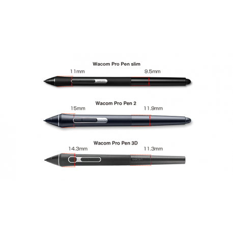 Wacom Pro Pen slim - Active stylus - for Cintiq DTK-1660, DTK-1660E; Cintiq Pro DTH-1320, DTH-1620, DTH-2420, DTH-2421, DTH-3220, DTH-3221; Intuos Pro PTH-660, PTH-660P, PTH-860, PTH-860P; MobileStudio Pro DTH-W1320, DTH-W1620 - 3