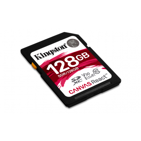 Kingston SDXC Canvas React 128GB 100R/80W CL10 UHS-I U3 V30 A1