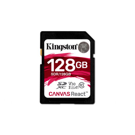 Kingston SDXC Canvas React 128GB 100R/80W CL10 UHS-I U3 V30 A1