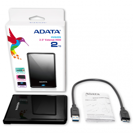 ADATA HV620S - Hard drive - 4 TB - external (portable) - 2.5" - USB 3.1 - black - 4