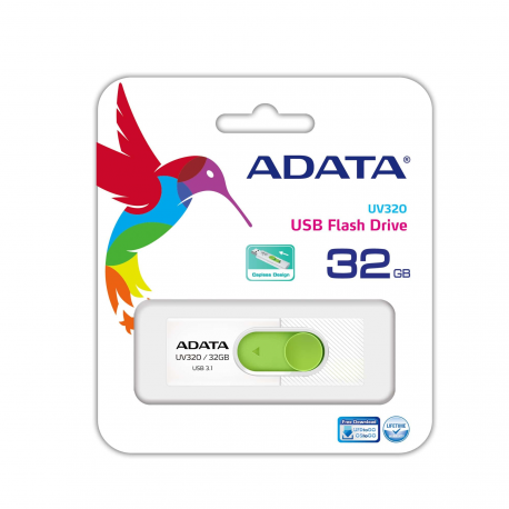 ADATA UV320 - USB flash drive - 32 GB - USB 3.1 - white / green - 2