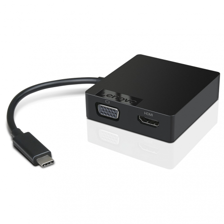 Lenovo USB-C Travel Hub - Docking station - USB-C - VGA, HDMI - for Tablet 10; ThinkPad 11; Thinkpad 13; ThinkPad A275; A285; A475; A485; L380; L380 Yoga; L480; L580; P51; P51s; P52; P52s; P71; T25; T470; T480; T570; T580; X1 Carbon; X1 Tablet; X1 Yoga; X270; X280; X380 Yoga; ThinkPad Yoga 11; 370; Yoga 720-12; 720-13; 730-13; 730-15; Miix 720-12IKB 80VV - 1