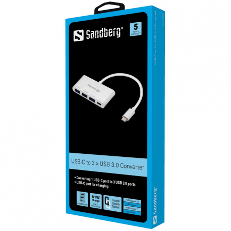 Sandberg USB-C to 3 x USB 3.0 Converter - USB adapter - USB-C - USB 3.0 x 3 - 1