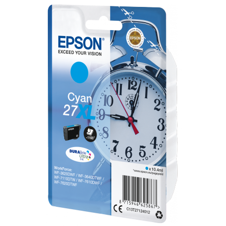 Epson 27XL - 17.7 ml - XL - cyan - original - ink cartridge - for WorkForce WF-3620, WF-3640, WF-7110, WF-7210, WF-7610, WF-7620, WF-7710, WF-7715, WF-7720 - 2
