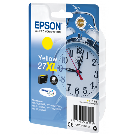 Epson 27XL - 10.4 ml - XL - yellow - original - ink cartridge - for WorkForce WF-3620, WF-3640, WF-7110, WF-7210, WF-7610, WF-7620, WF-7710, WF-7715, WF-7720 - 2