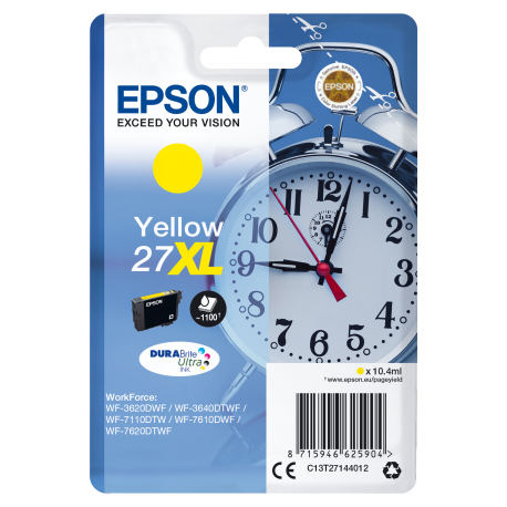 Epson 27XL - 10.4 ml - XL - yellow - original - ink cartridge - for WorkForce WF-3620, WF-3640, WF-7110, WF-7210, WF-7610, WF-7620, WF-7710, WF-7715, WF-7720 - 3