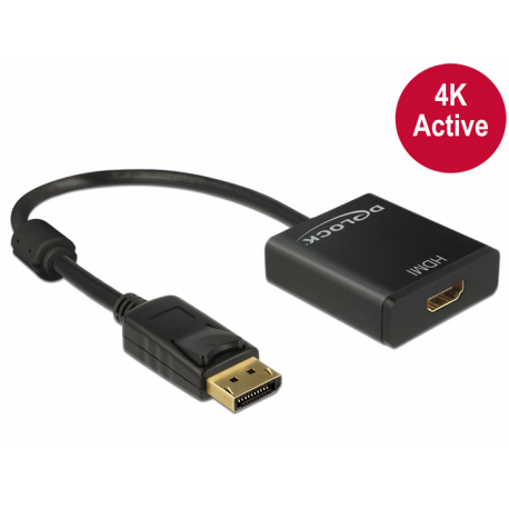 Delock Adapter Displayport 1.2 male > HDMI female 4K Active black