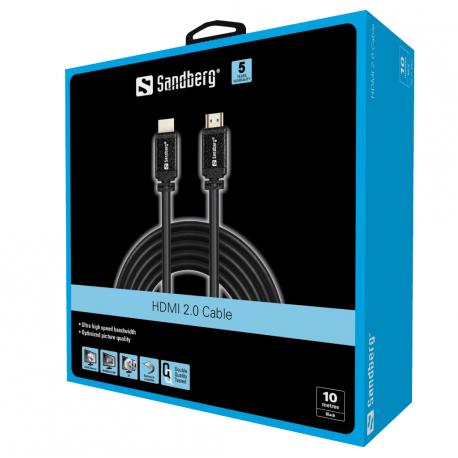 Sandberg - HDMI cable - HDMI male to HDMI male - 10 m - 1