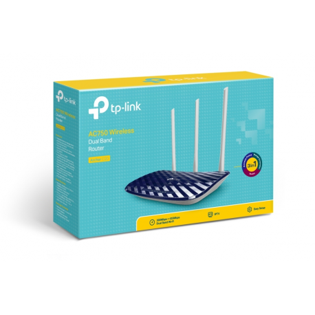 TP-LINK Archer C20 AC750 - Wireless router - 4-port switch - 802.11a / b / g / n / ac - Dual Band - 1