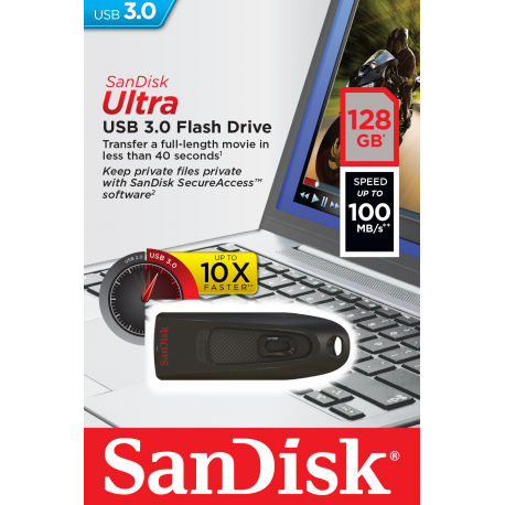 SanDisk Ultra - USB flash drive - 128 GB - USB 3.0 - 7