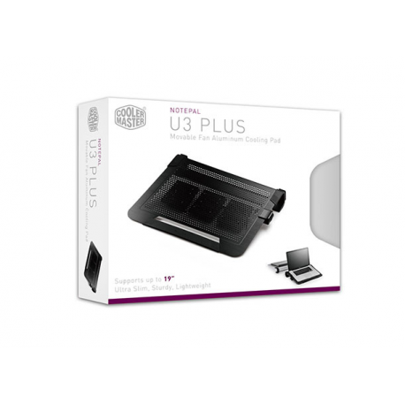 Cooler Master notebook cooler "Notepal U3 PLUS" for up to 19" nb, 3x80 mm fan, black