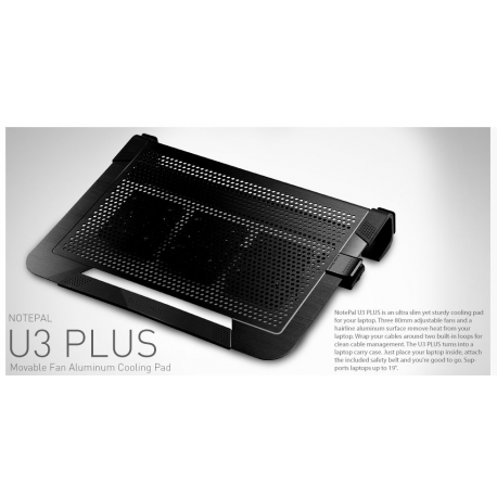 Cooler Master notebook cooler "Notepal U3 PLUS" for up to 19" nb, 3x80 mm fan, black