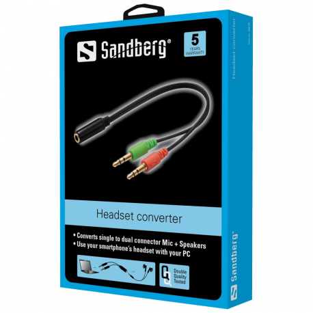 Sandberg Headset Converter - Headset adapter - stereo mini jack male to 4-pole mini jack female - 1