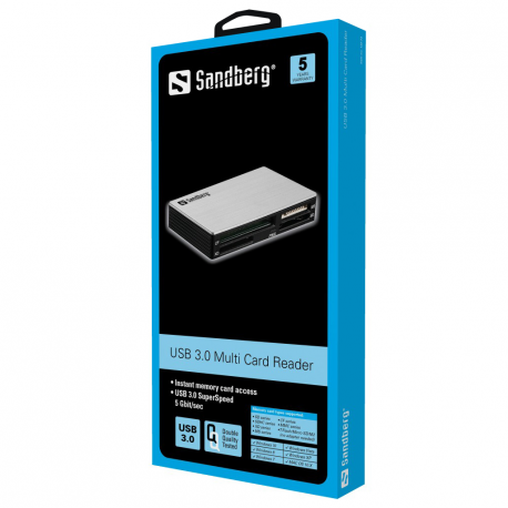 Sandberg USB 3.0 Multi Card Reader - Card reader (MS, MMC, SD, xD, CF, TransFlash, microSD, SDHC, MS Micro) - USB 3.0 - 1