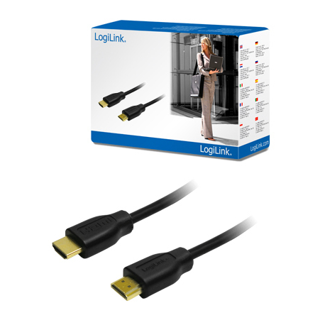 LogiLink High Speed with Ethernet - HDMI cable with Ethernet - HDMI male to HDMI male - 3 m - black - 1