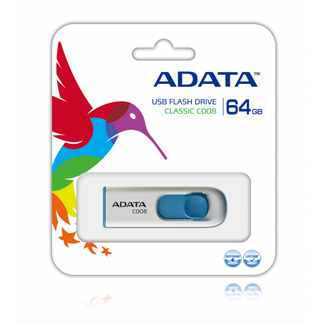 A-data C008 64GB WHITE&BLUE SLIDER FLASH