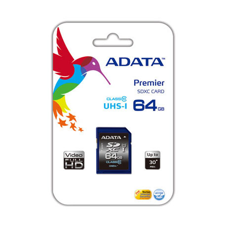 ADATA Premier UHS-I - Flash memory card - 64 GB - UHS Class 1  /  Class10 - SDXC UHS-I - 1