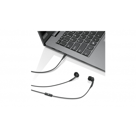 Lenovo 100 - Earphones with mic - in-ear - wired - 3.5 mm jack - black - for IdeaPad 1 14; 3 14; 5 14; 5 Pro 14; ThinkBook 14s Yoga G2 IAP; V15; Yoga Slim 7 Pro 14 - 4
