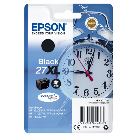 Epson 27XL - 17.7 ml - XL - black - original - ink cartridge - for WorkForce WF-3620, WF-3640, WF-7110, WF-7210, WF-7610, WF-7620, WF-7710, WF-7715, WF-7720 - 3