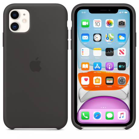 Apple - Back cover for mobile phone - silicone - black - for iPhone 11 - 7