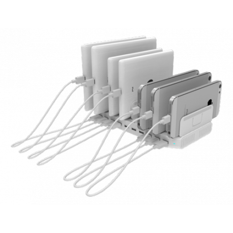Unitek Smart Charging Station - Charging stand + AC power adapter - 2.4 A - 10 output connectors (USB) - 1