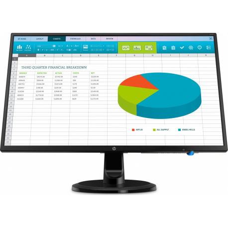 HP N246v - LED monitor - 23.8" (23.8" viewable) - 1920 x 1080 Full HD (1080p) @ 60 Hz - IPS - 250 cd / m² - 1000:1 - 5 ms - HDMI, DVI, VGA - black - 2