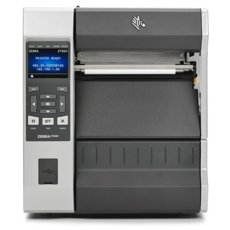 Zebra ZT620, 12 dots/mm (300 dpi), rewind, disp. (colour), ZPL, ZPLII, USB, RS232, BT, Ethernet