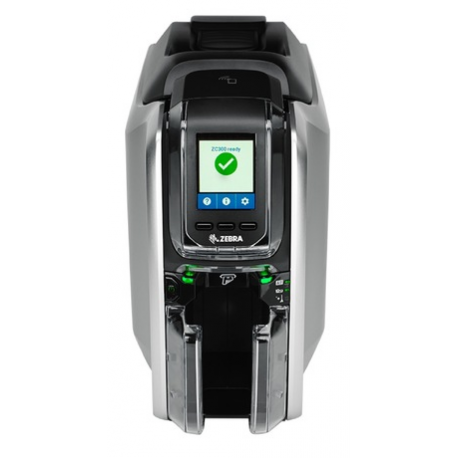 Zebra ZC350 - Plastic card printer - colour - dye sublimation / thermal transfer - CR-80 Card (85.6 x 54 mm) - 300 dpi - up to 1000 cards / hour (mono) / up to 225 cards / hour (colour) - capacity: 100 cards - USB 2.0, LAN, Wi-Fi(ac) - 2