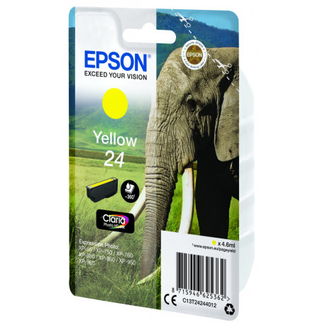 Epson 24 - 4.6 ml - yellow - original - ink cartridge - for Expression Photo XP-55, 750, 760, 850, 860, 950, 960, 970; Expression Premium XP-750, 850 - 3