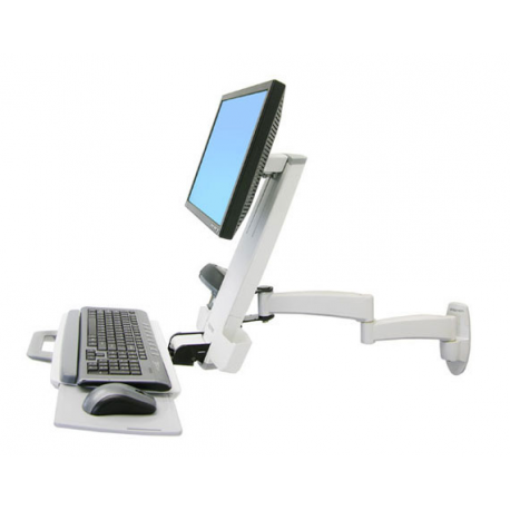 Ergotron 200 Series - Mounting kit (articulating arm, barcode scanner holder, keyboard tray with left / right mouse tray) - for LCD display  /  PC equipment - steel - white - screen size: up to 24" - wall-mountable - 1