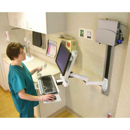 Ergotron 200 Series - Mounting kit (articulating arm, barcode scanner holder, keyboard tray with left / right mouse tray) - for LCD display  /  PC equipment - steel - white - screen size: up to 24" - wall-mountable - 3